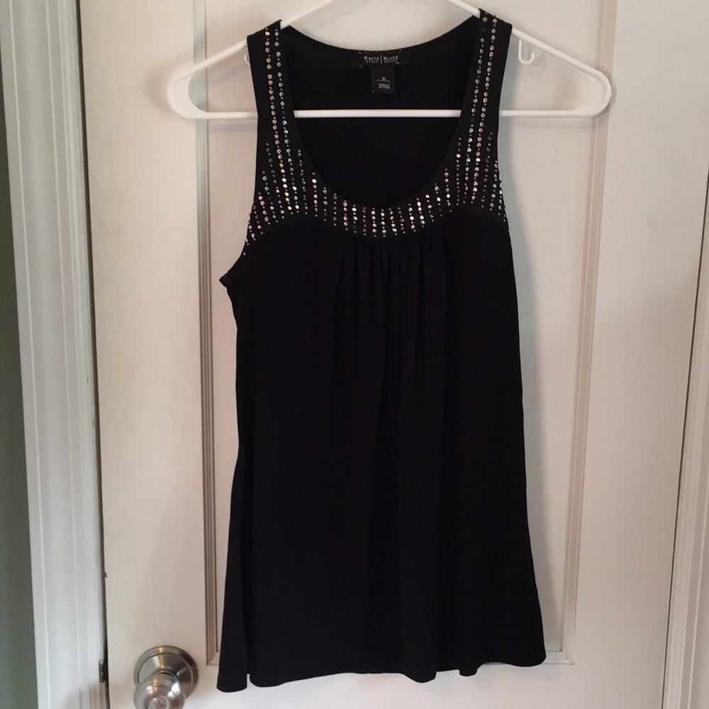 Black sleeveless top with beading